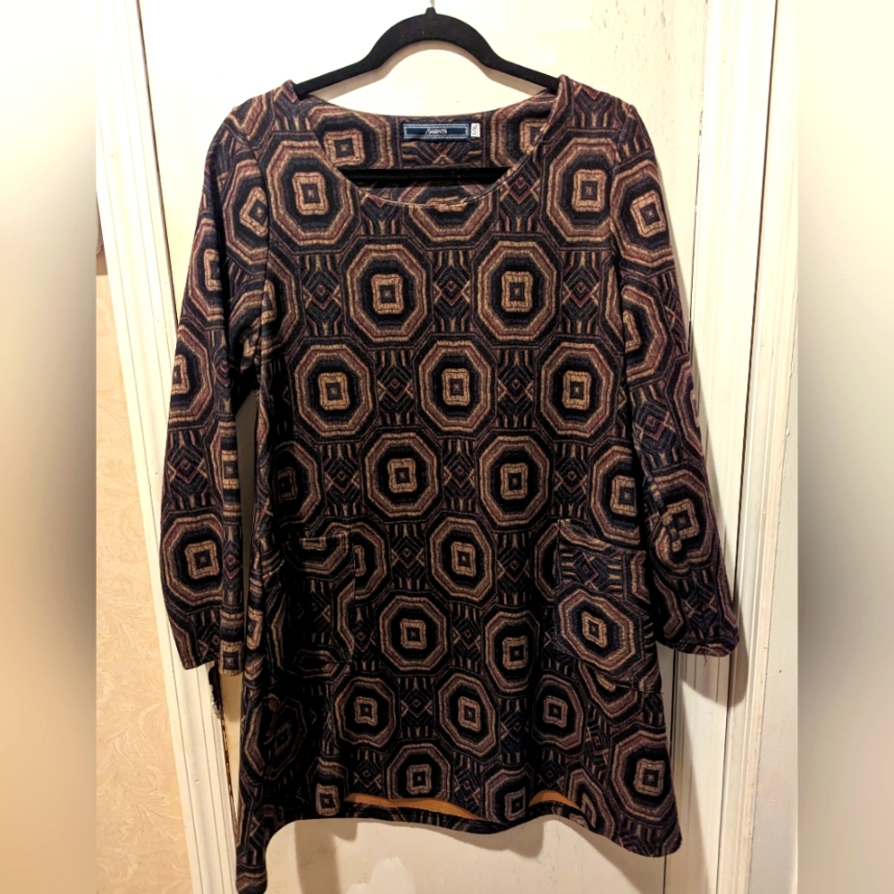 Highness black & brown tunic dress, size L/XL
